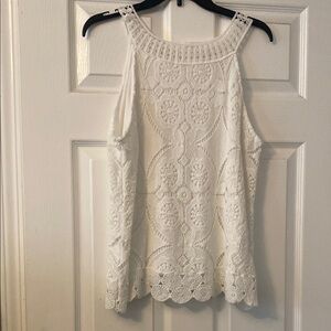 Elegant White Lace Sleeveless Top